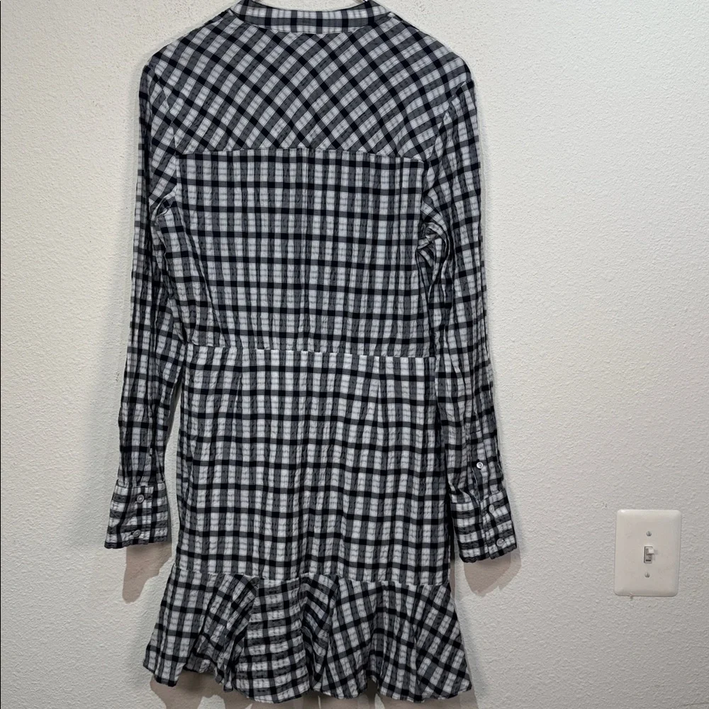 Veronica Beard Ruffled black/white Gingham lined mini dress size Medium - Picture 6 of 9
